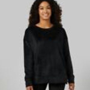 32 Degrees Womens Velour Drop-Shoulder Hoodie Black Size Large Extra Warm